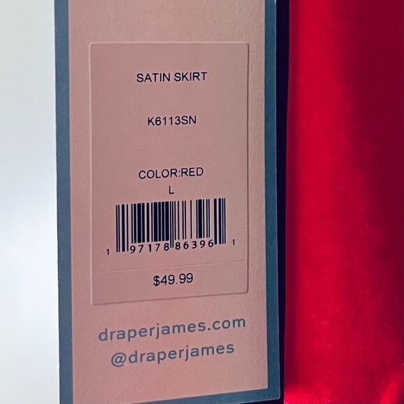 Draper James Elastic Back Satin Midi Skirt in Red (L) New with Tags - Picture 10 of 14